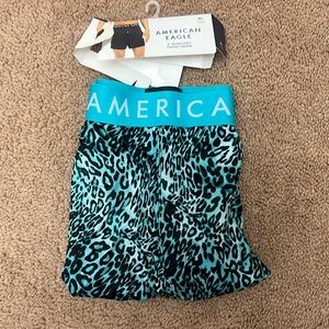 NEW AE Blue Cheetah Print Ultra-Soft Pocket Boxers XL